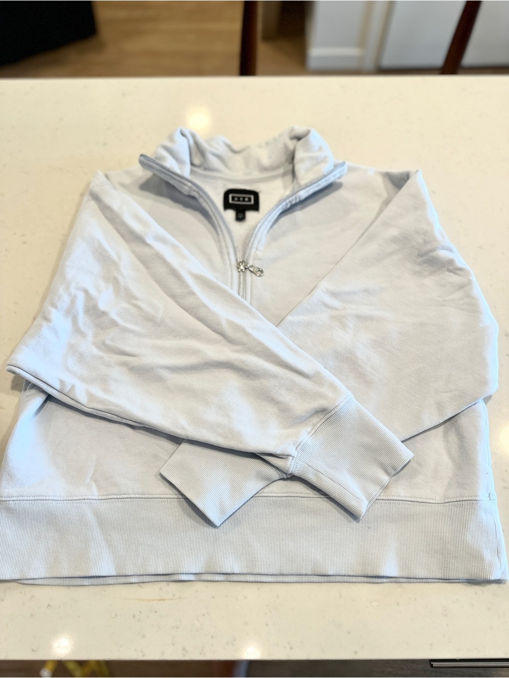 AYR Crop Quarter Zip Baby Blue Pullover Sweatshirt Size Small Casual Loungewear
